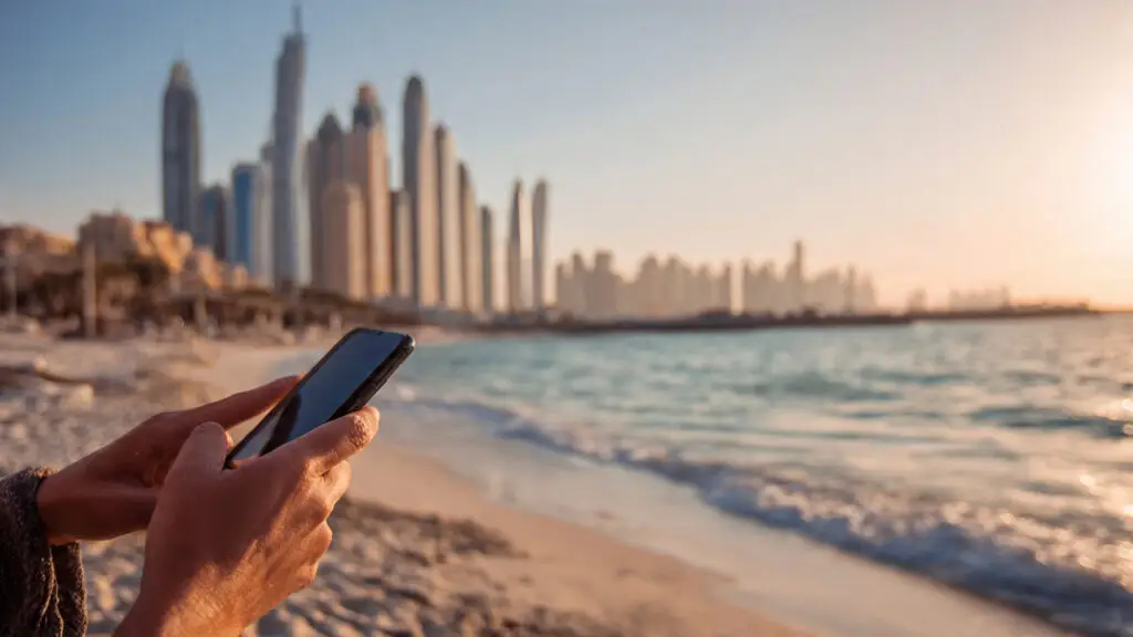 Dubai using whatsapp on phone